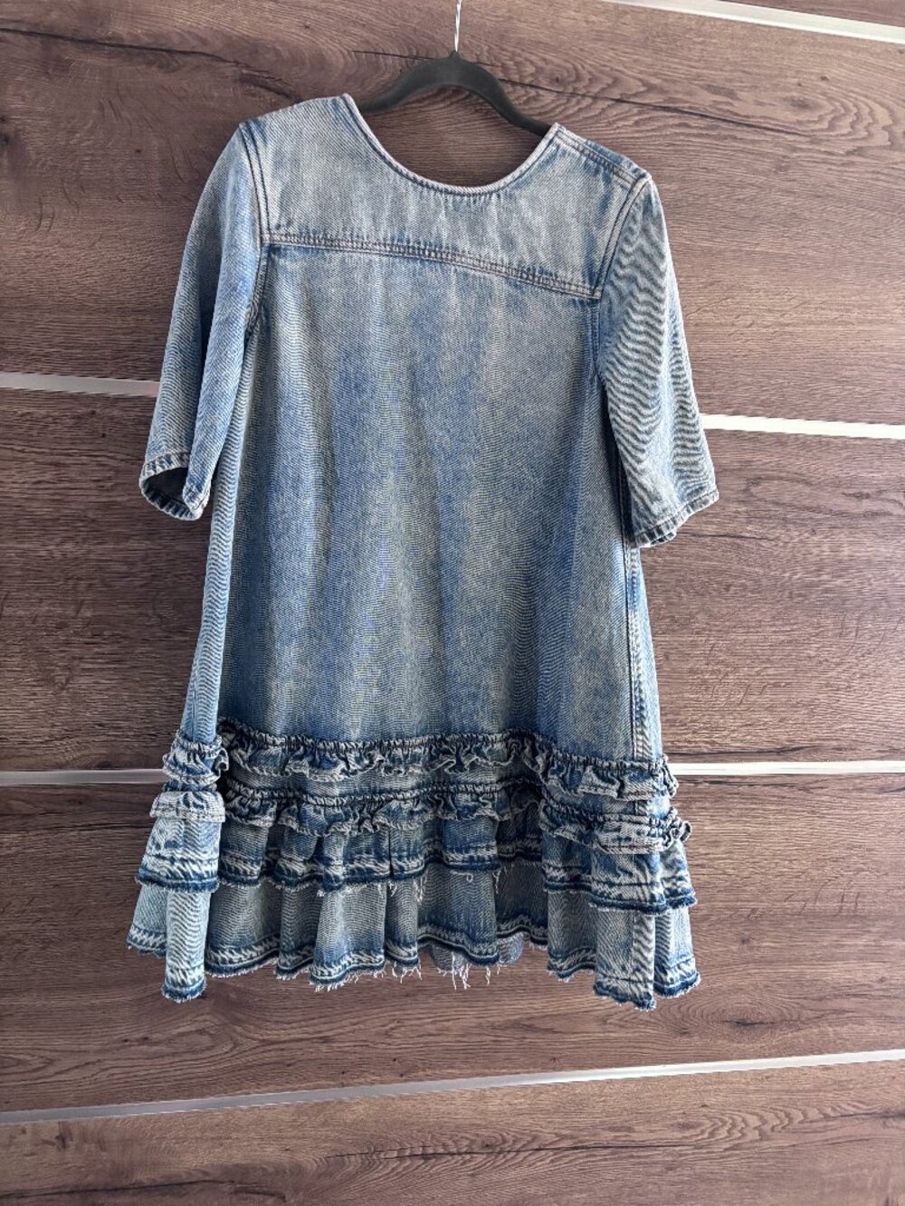 Ganni Light Denim Dress with Ruffles - Size DE 40/US 8-10